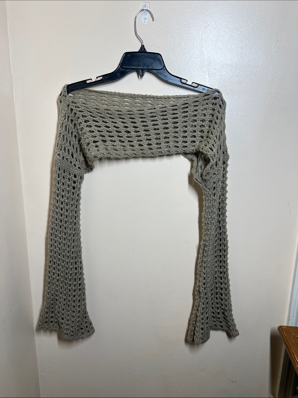 Off the shoulder Open-Knit tan Women's Shrug Sweater